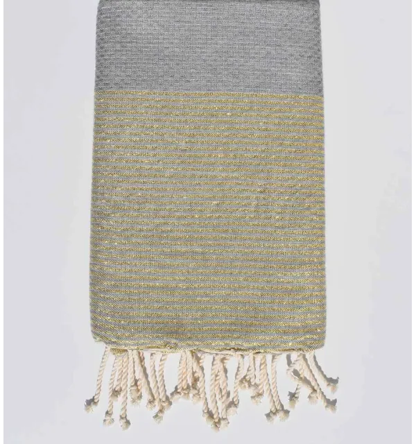 Fouta Lurex nid d'abeille gris clair 