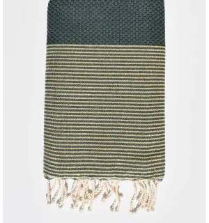 fouta lurex nid d'abeille vert foncé 