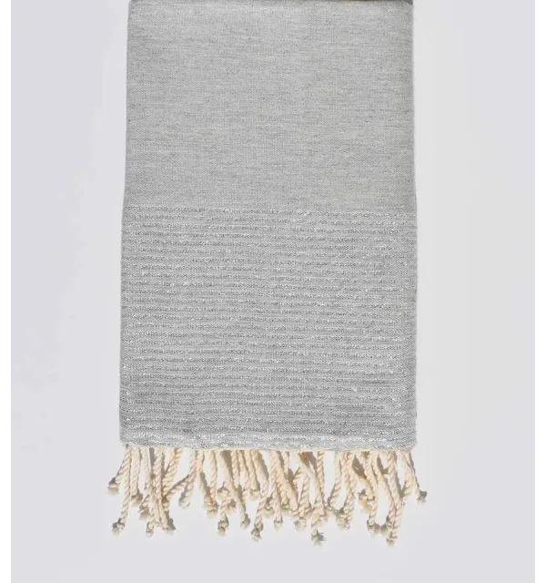 fouta plate gris clair avec fil lurex argenté 