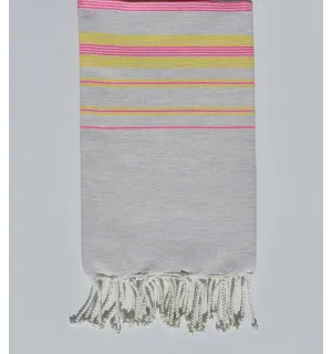 Fouta fadhila gris apus,rose et jaune