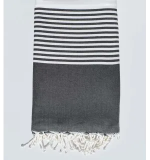 Jeté rayée gris ardoise et blanc 