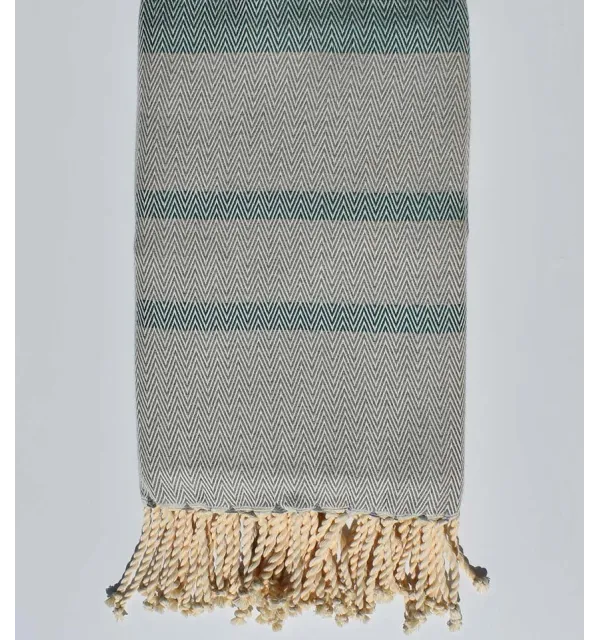 fouta chevron vert et gris clair 