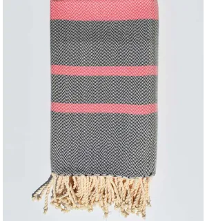 fouta chevron rose foncé et bleu nuit 