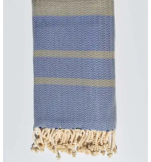 fouta chevron bleu roi et taupe 
