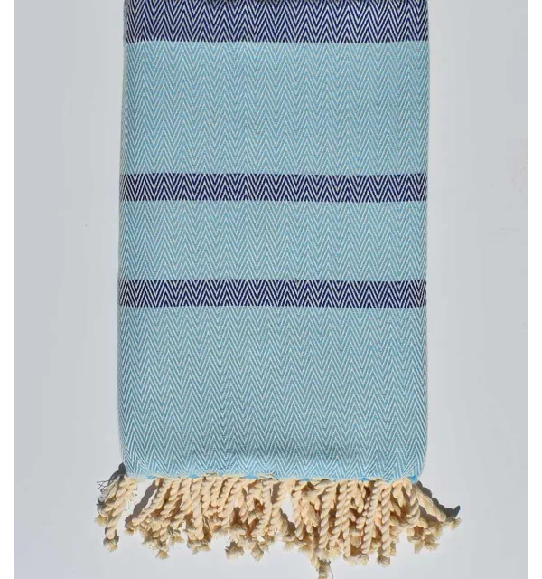 Fouta chevron bleu et bleu ciel 