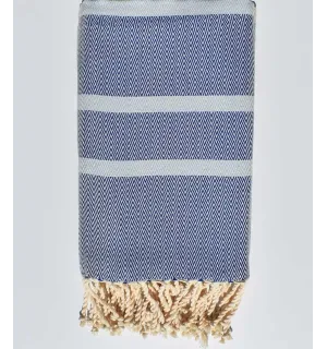 fouta chevron bleu roi  et bleu maya 
