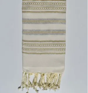 fouta plate ecru  avec lurex argent et doré plate 