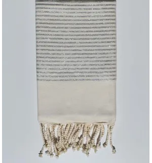 Fouta Lurex plate blanc crème et argent 