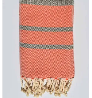 fouta chevron orange et taupe 