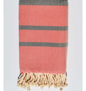 Fouta Tissage chevron rouge et noir 