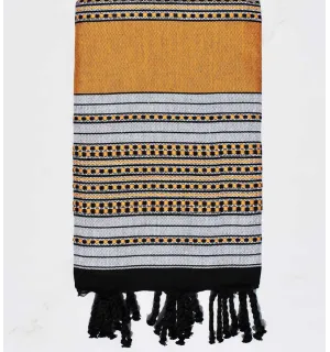 Fouta arabesque jaune moutarde 