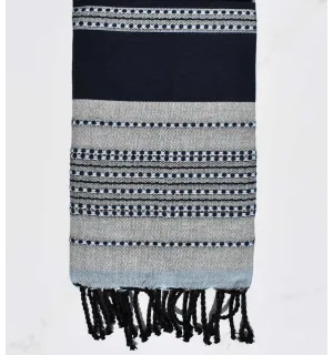 Fouta arabesque bleu nuit