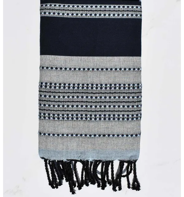 Fouta arabesque bleu nuit 