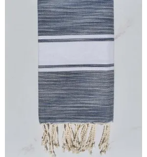 Fouta gris et bleu 