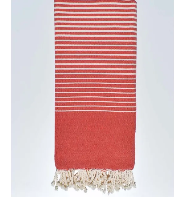 Jeté rouge rayée écru 200*300 