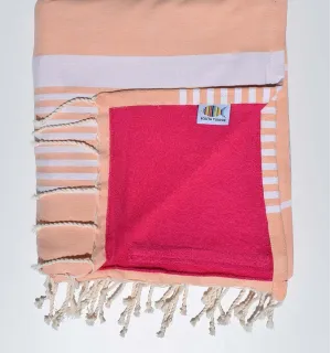 fouta arthur doublée éponge péche et fushia