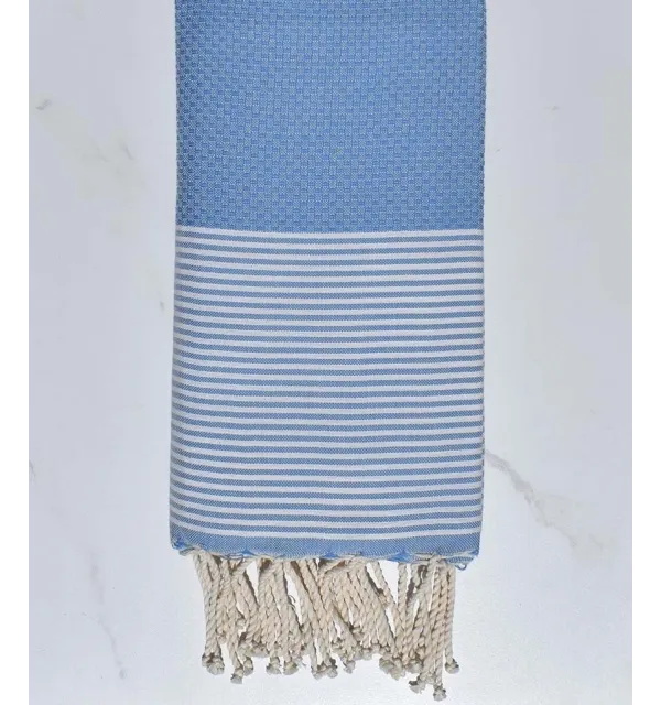 Nid d'abeille bleu azur à rayures blanches 