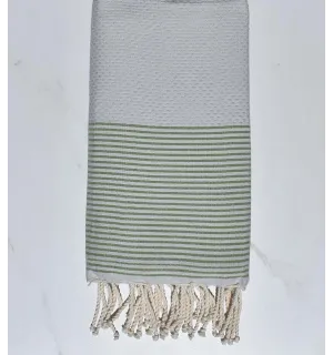 Nid d'abeille gris à rayures vertes 