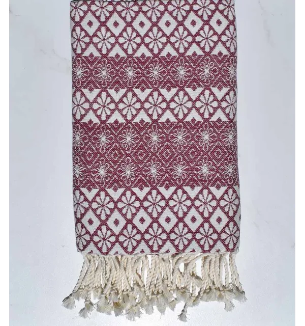 Fouta fleuri pourpre 