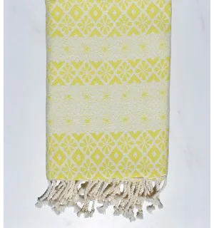 Fouta fleuri Jaune lime
