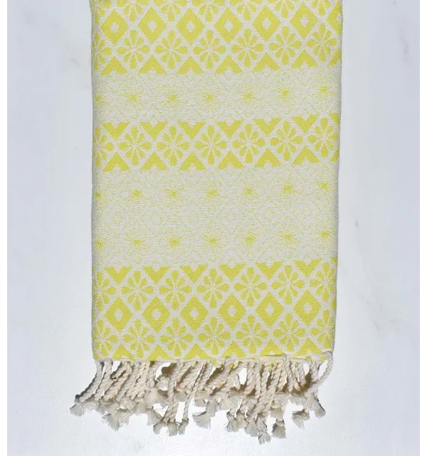 Fouta fleuri Jaune lime 
