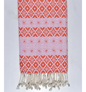 Fouta fleuri orange 