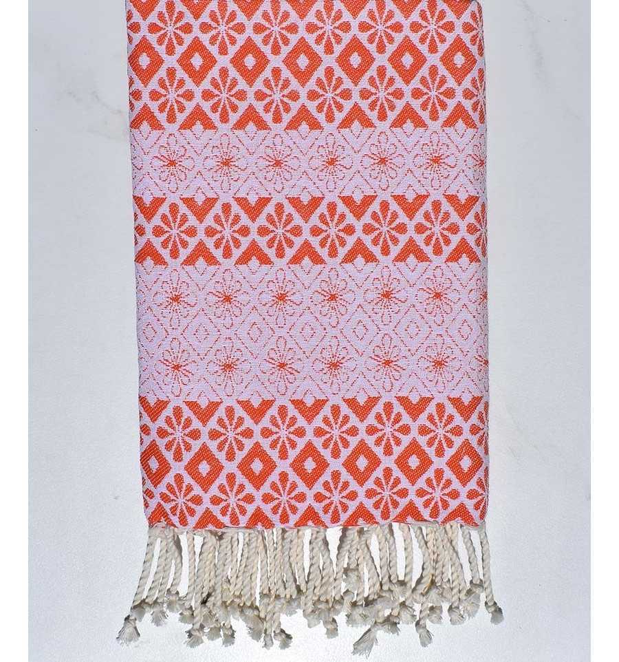 Fouta fleuri orange