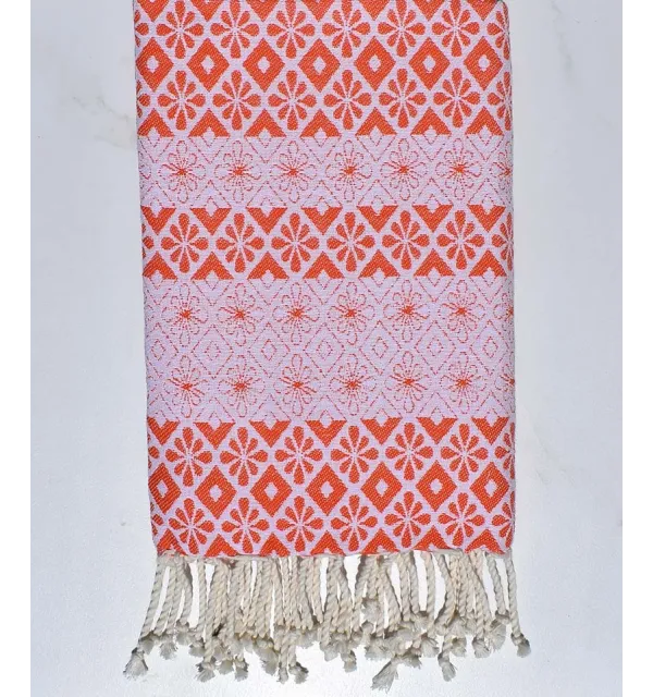 Fouta fleuri orange 