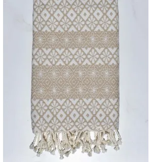Fouta fleuri beige