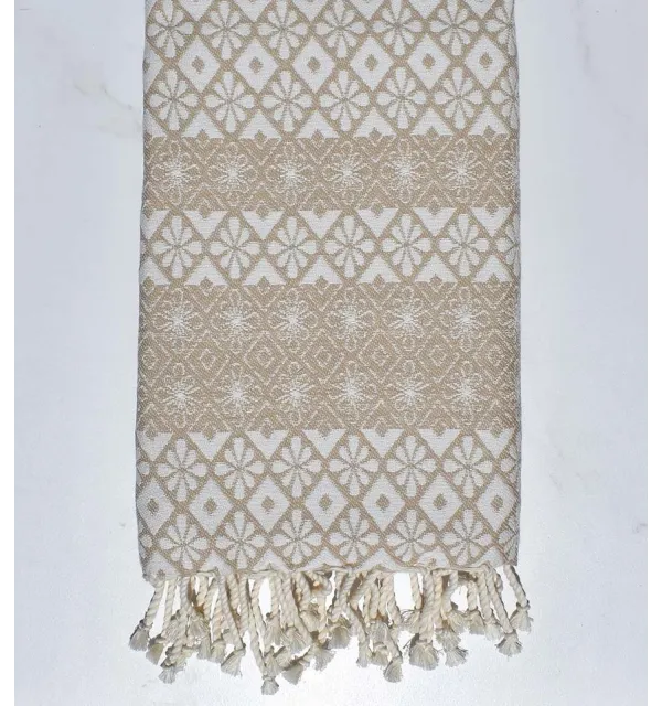 Fouta fleuri beige 