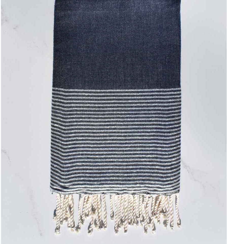 Fouta plate lurex bleu de minuit