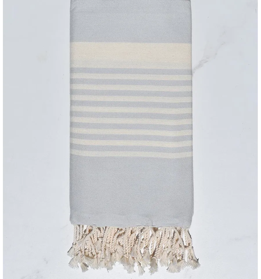 Fouta arthur bleu pale rayée blanc Fouta Tunisia - 5