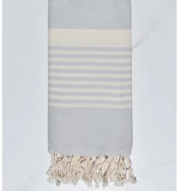Fouta arthur bleu pale rayée blanc Fouta Tunisia - 5