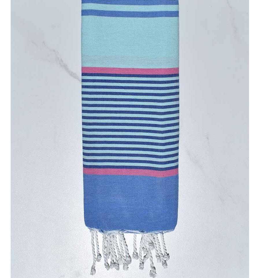 Fouta enfant Azur brume,rose, bleu bleuet et bleu