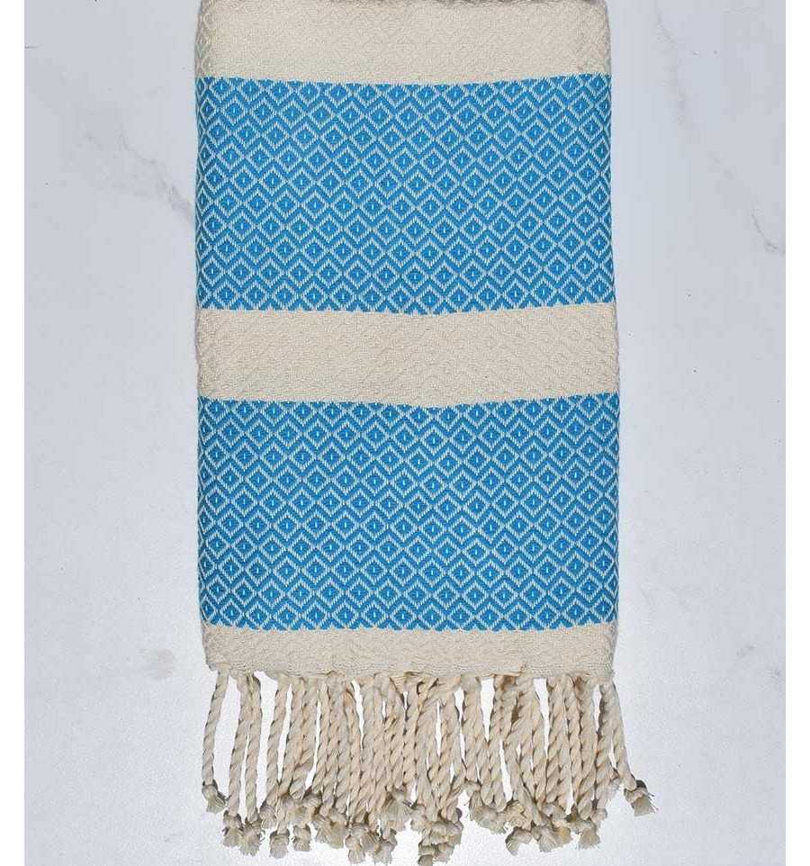 Fouta chevron bleu céleste et écru