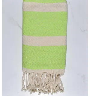 Fouta chevron vert clair et écru Fouta Tunisia - 1