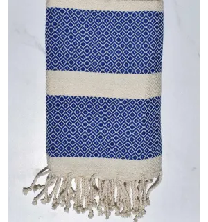 Fouta chevron bleu et blanc crème Fouta Tunisia - 1