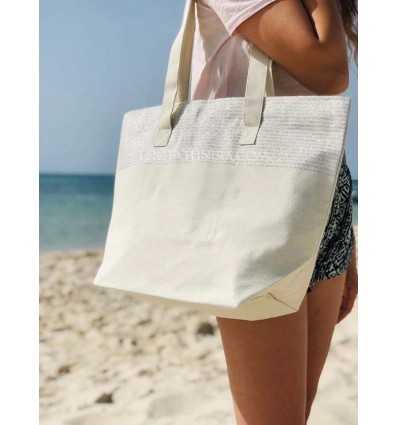sac de plage fouta écru avec lurex argenté
