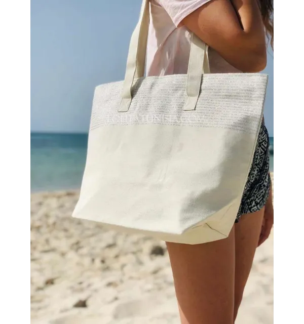 sac de plage fouta écru avec lurex argenté Fouta Tunisia - 1