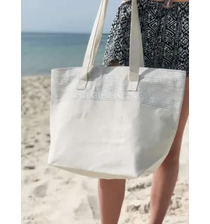 sac de plage fouta écru avec lurex argenté Fouta Tunisia - 1 2