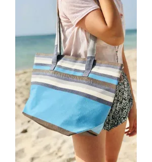 Sac de plage fouta 5 couleurs bleu ciel, blanc, gris, marron et bleu jean Fouta Tunisia - 2 2