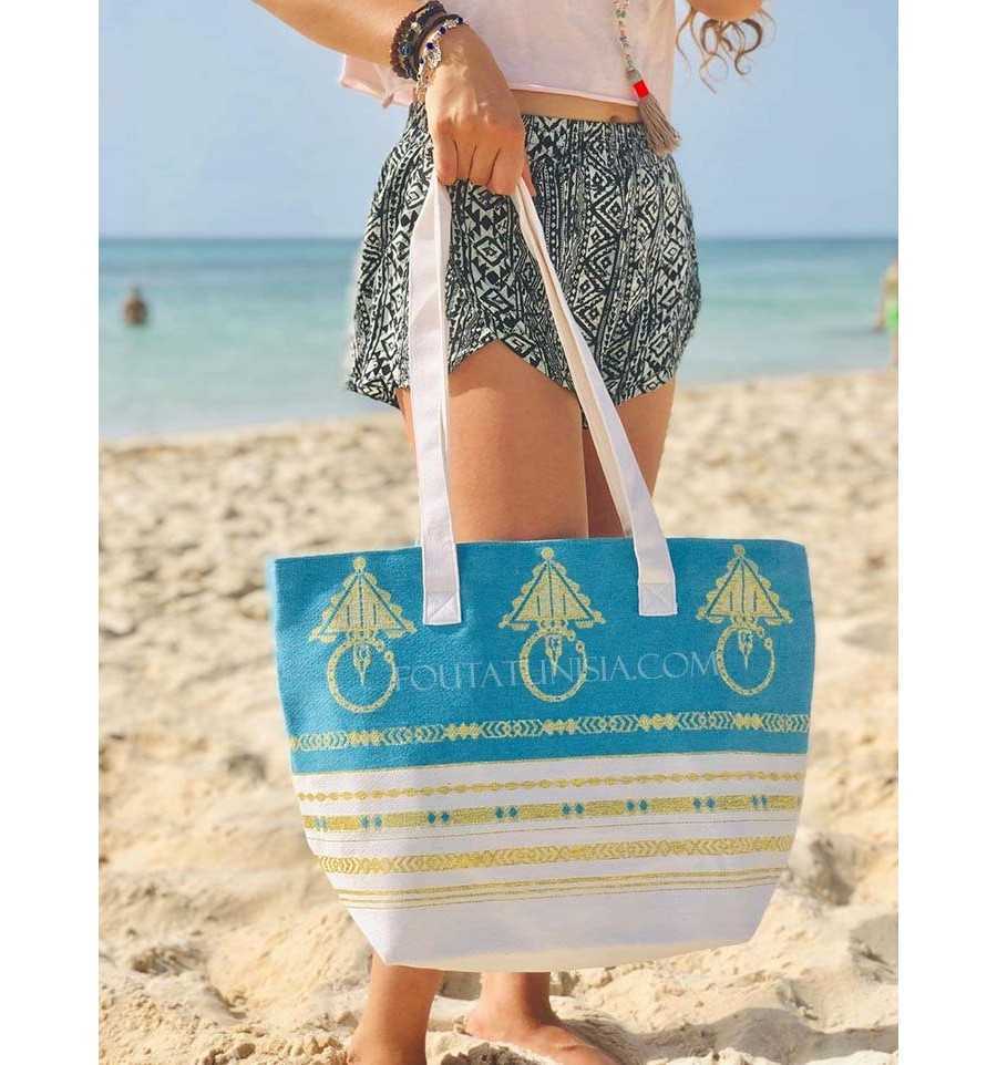 Sac de plage fouta khlela bleu azur