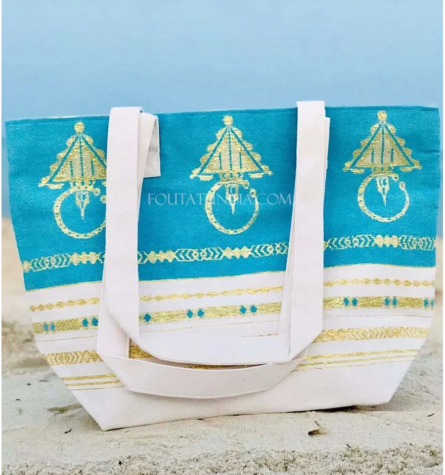 Sac de plage fouta khlela bleu azur Fouta Tunisia - 3