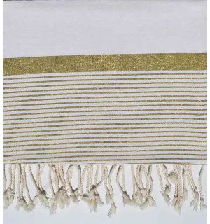 Jeté moyenne 1.5*2.5m blanc crème avec fil lurex doré  - 1