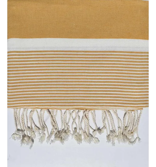 Jeté moyenne 1.5*2.5m jaune sable Fouta Tunisia - 1