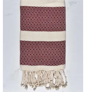 Fouta chevron rouge borgogne Fouta Tunisia - 1