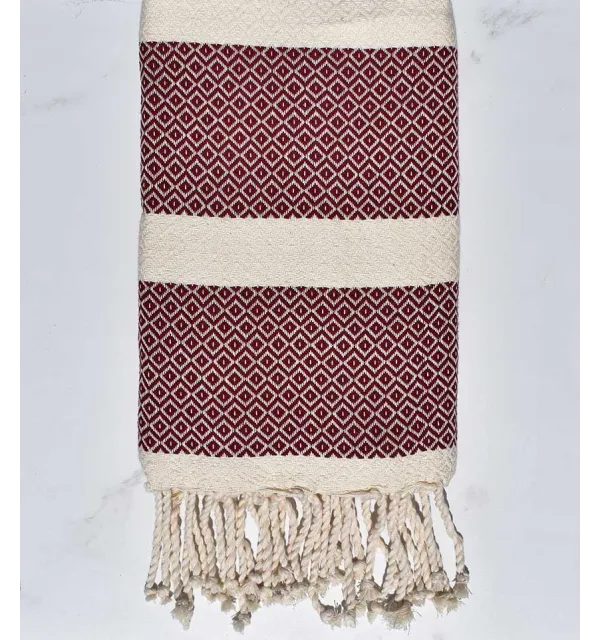 Fouta chevron rouge borgogne Fouta Tunisia - 1