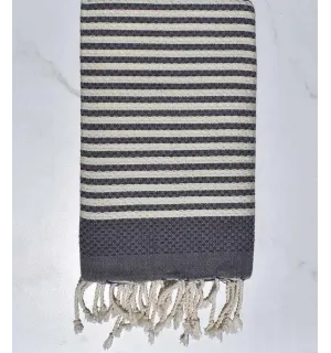 Fouta zèbre blanc crème et ardoise Fouta Tunisia - 1