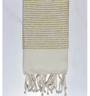 FOUTA Lurex plate blanc cassé au fil lurex doré Fouta Tunisia - 1 2