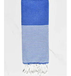 Enfant Nid d'abeille bleu électrique Fouta Tunisia - 1